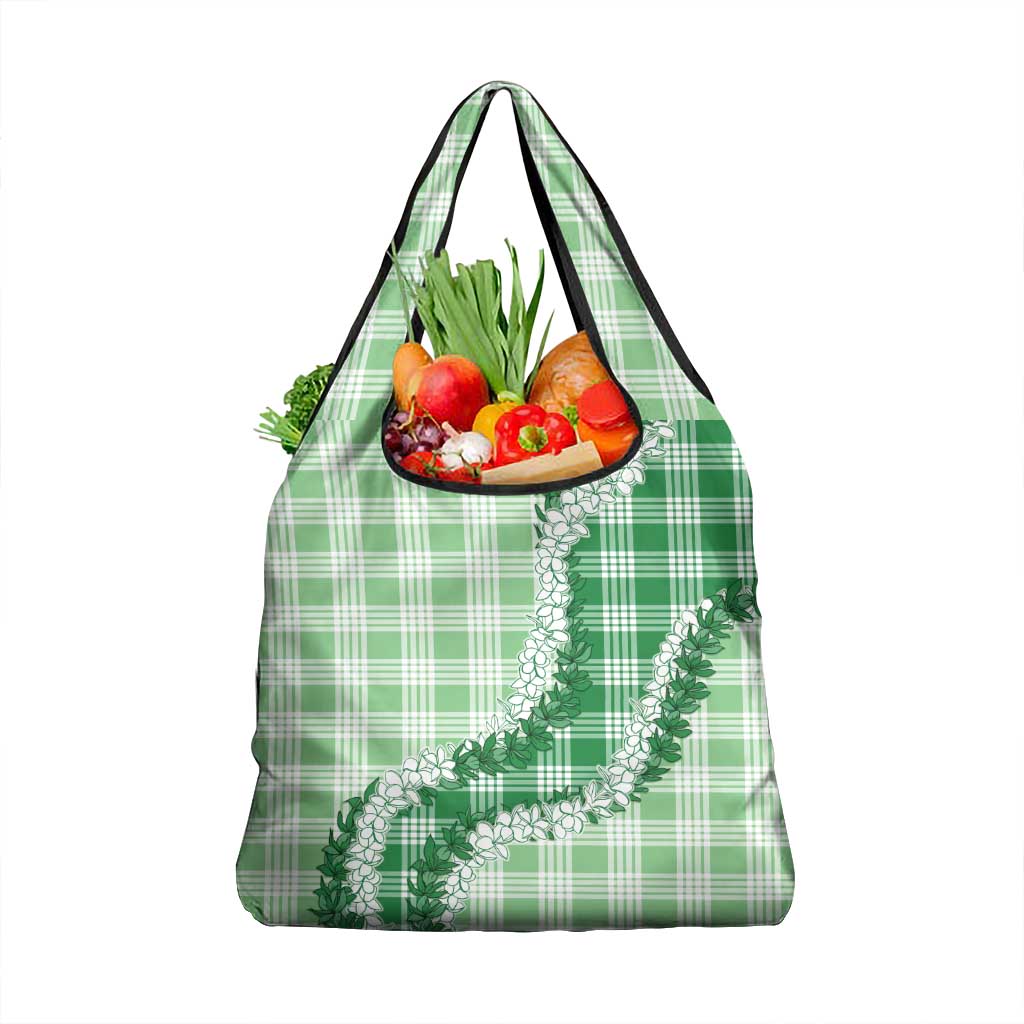 Green Hawaii Palaka Grocery Bag Hawaiian Honohono Lei