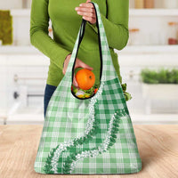 Green Hawaii Palaka Grocery Bag Hawaiian Honohono Lei
