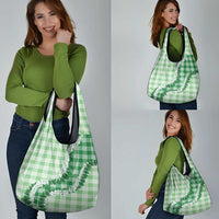Green Hawaii Palaka Grocery Bag Hawaiian Honohono Lei