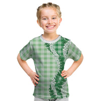 Green Hawaii Palaka Kid T Shirt Hawaiian Honohono Lei