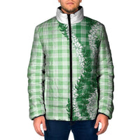 Green Hawaii Palaka Padded Jacket Hawaiian Honohono Lei