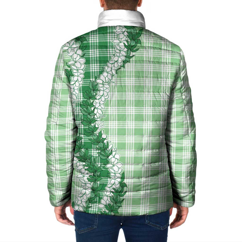 Green Hawaii Palaka Padded Jacket Hawaiian Honohono Lei