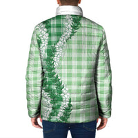 Green Hawaii Palaka Padded Jacket Hawaiian Honohono Lei