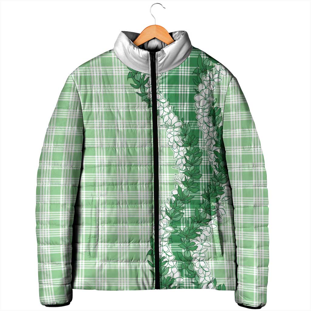 Green Hawaii Palaka Padded Jacket Hawaiian Honohono Lei
