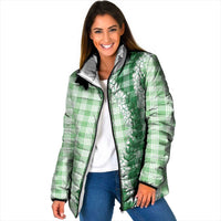 Green Hawaii Palaka Padded Jacket Hawaiian Honohono Lei
