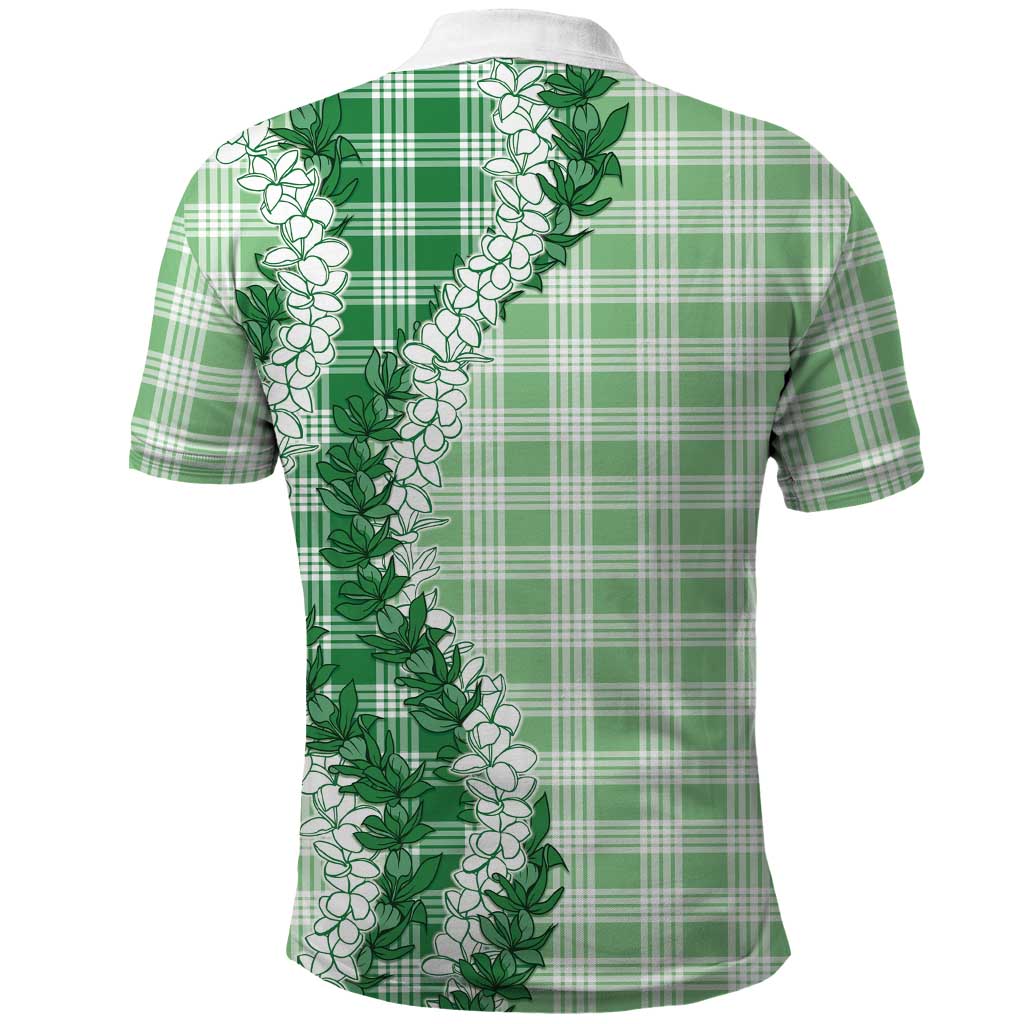Green Hawaii Palaka Polo Shirt Hawaiian Honohono Lei