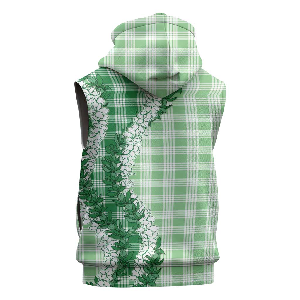 Green Hawaii Palaka Sleeveless Hoodie Hawaiian Honohono Lei LT05 - Polynesian Pride