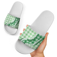 Green Hawaii Palaka Slide Sandals Hawaiian Honohono Lei