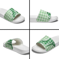 Green Hawaii Palaka Slide Sandals Hawaiian Honohono Lei