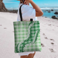 Green Hawaii Palaka Tote Bag Hawaiian Honohono Lei