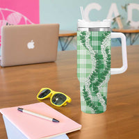 Green Hawaii Palaka Tumbler With Handle Hawaiian Honohono Lei