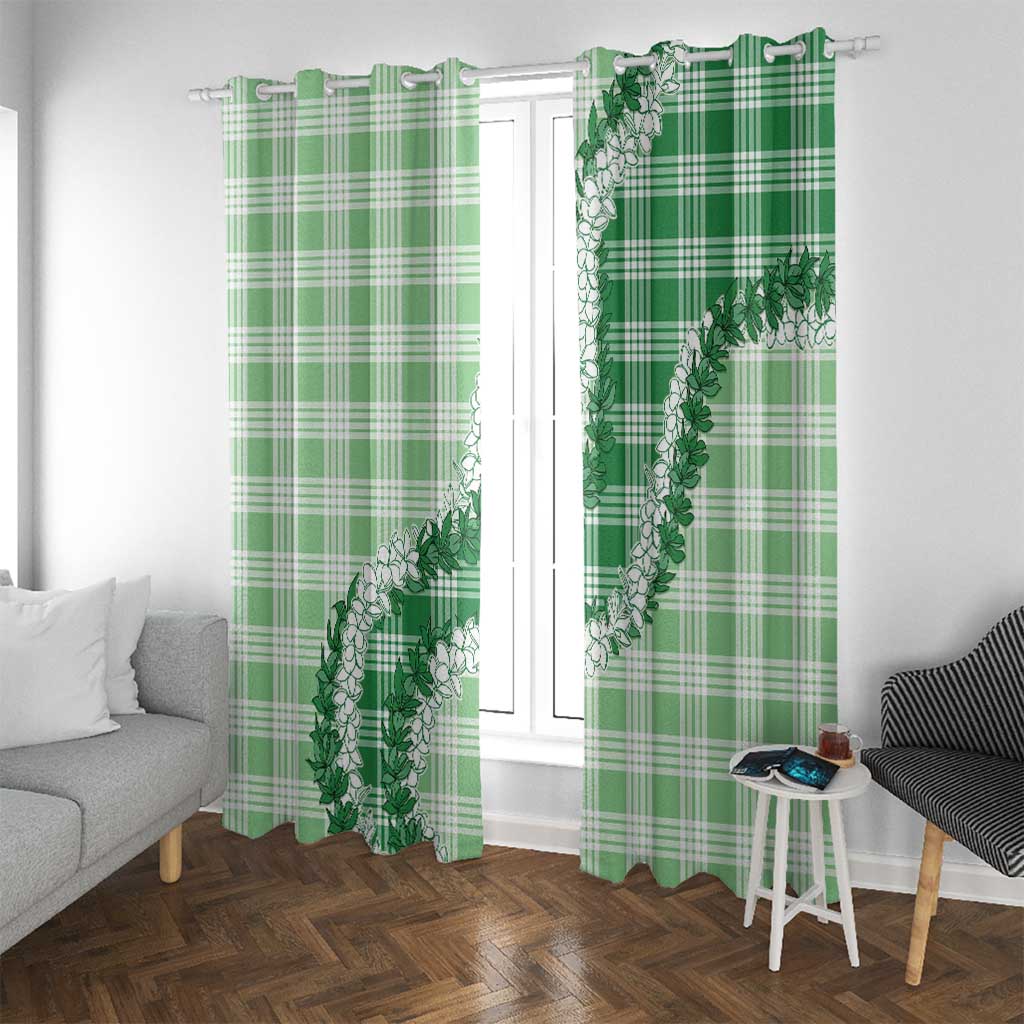 Green Hawaii Palaka Window Curtain Hawaiian Honohono Lei