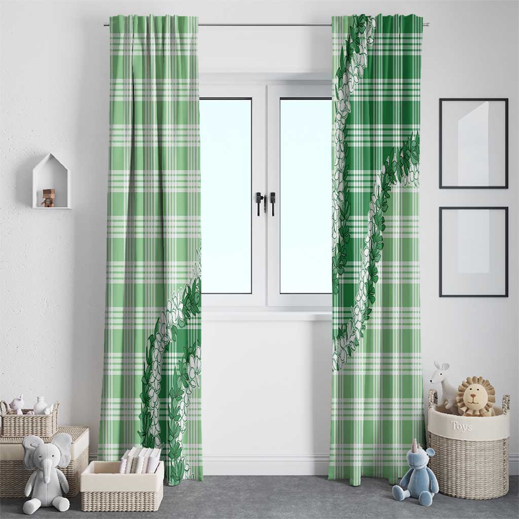 Green Hawaii Palaka Window Curtain Hawaiian Honohono Lei