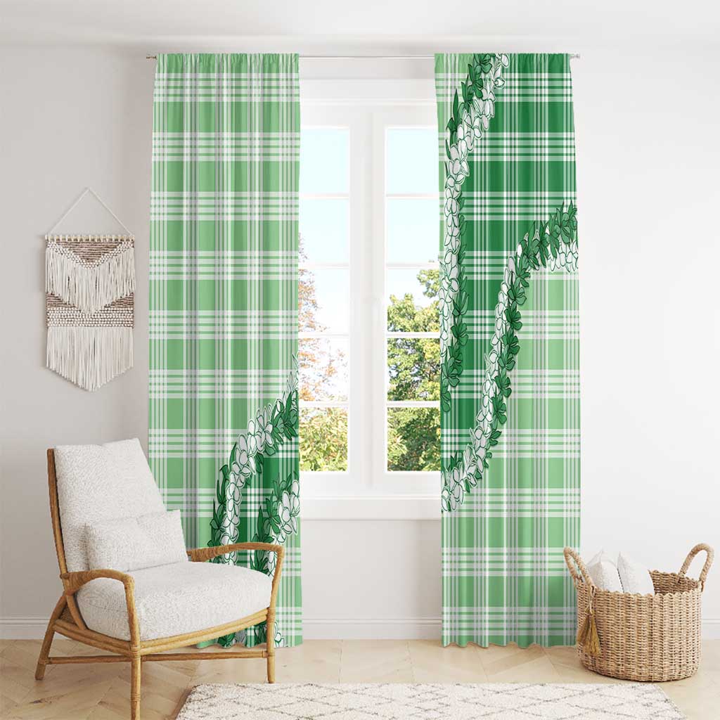 Green Hawaii Palaka Window Curtain Hawaiian Honohono Lei