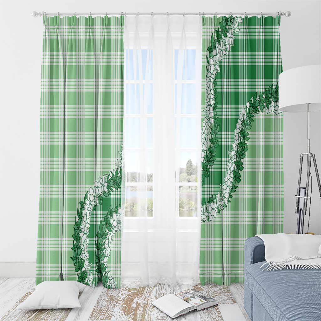 Green Hawaii Palaka Window Curtain Hawaiian Honohono Lei