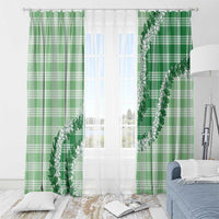 Green Hawaii Palaka Window Curtain Hawaiian Honohono Lei