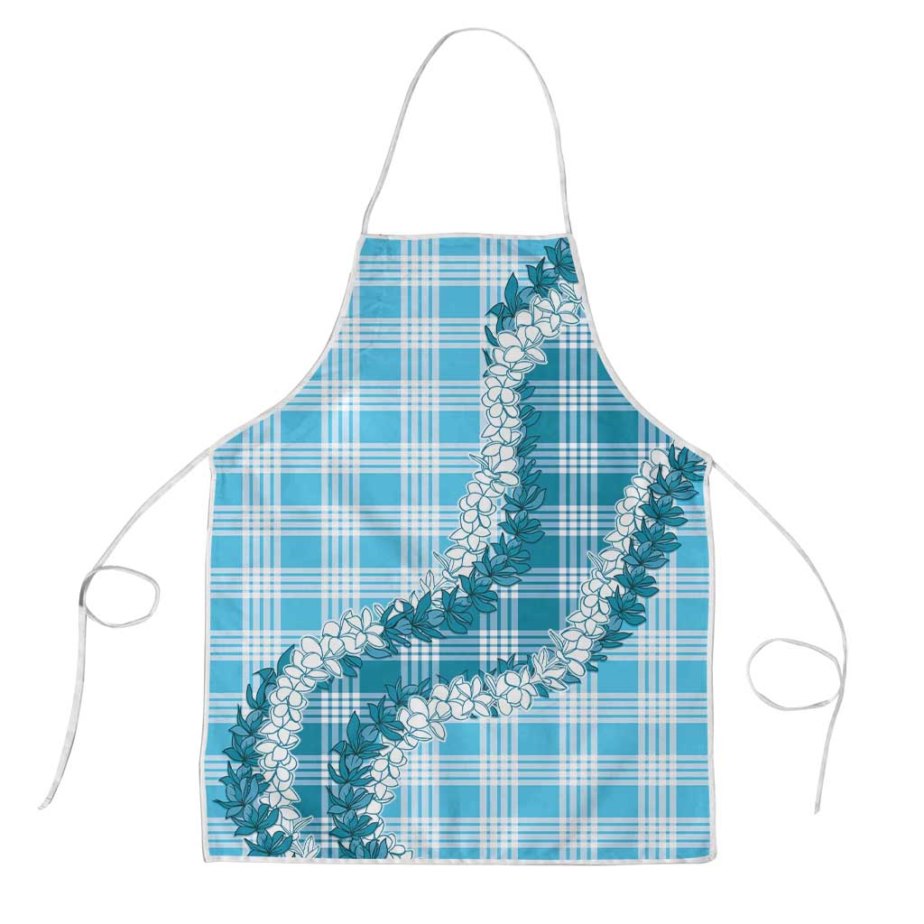 Blue Hawaii Palaka Apron Hawaiian Honohono Lei