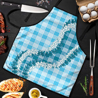 Blue Hawaii Palaka Apron Hawaiian Honohono Lei