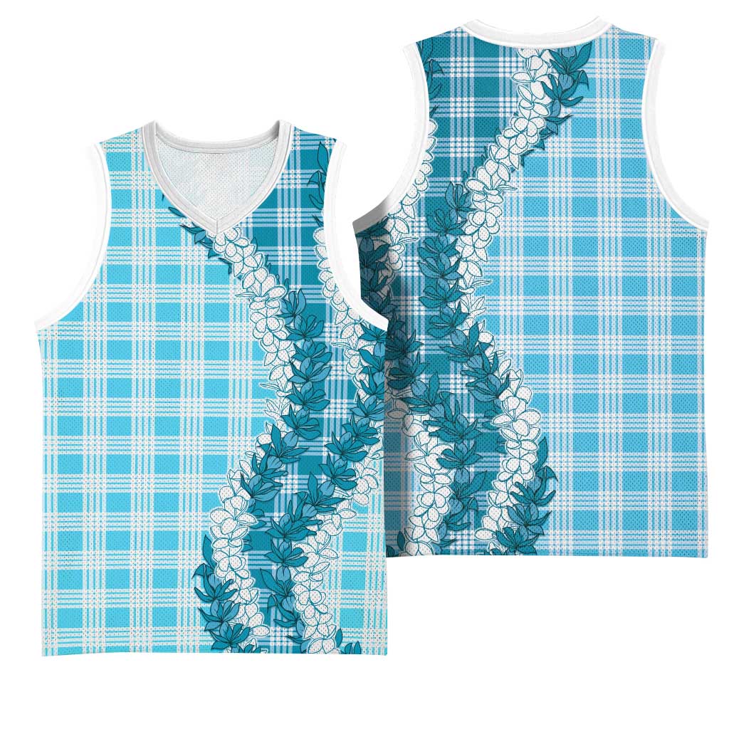 Blue Hawaii Palaka Basketball Jersey Hawaiian Honohono Lei
