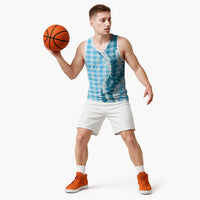 Blue Hawaii Palaka Basketball Jersey Hawaiian Honohono Lei