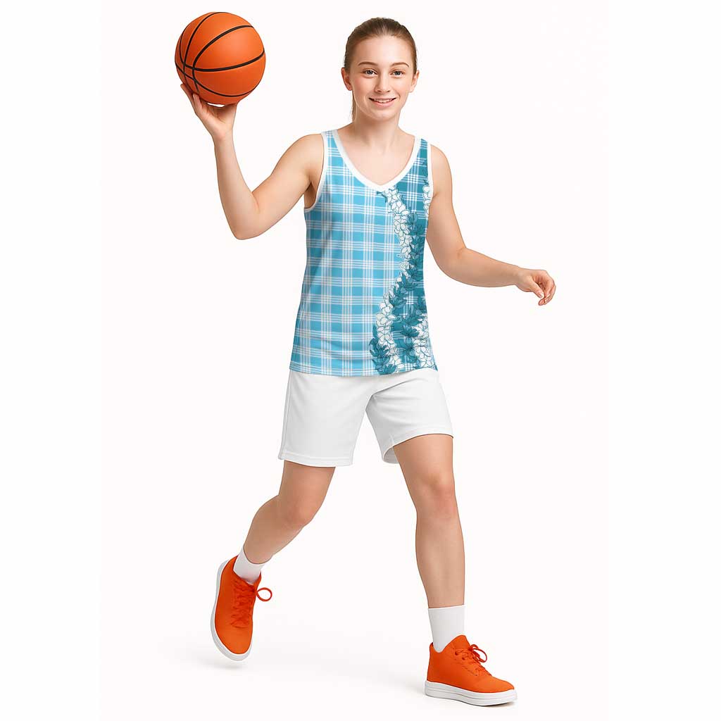 Blue Hawaii Palaka Basketball Jersey Hawaiian Honohono Lei