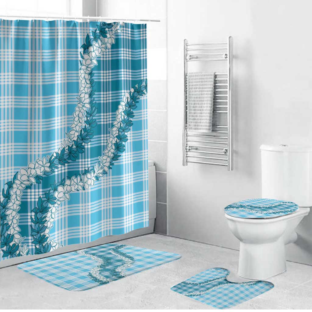 Blue Hawaii Palaka Bathroom Set Hawaiian Honohono Lei