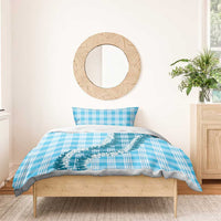 Blue Hawaii Palaka Bedding Set Hawaiian Honohono Lei LT05 - Polynesian Pride
