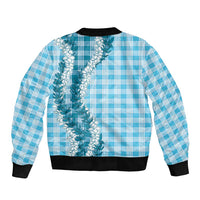 Blue Hawaii Palaka Bomber Jacket Hawaiian Honohono Lei LT05 - Polynesian Pride