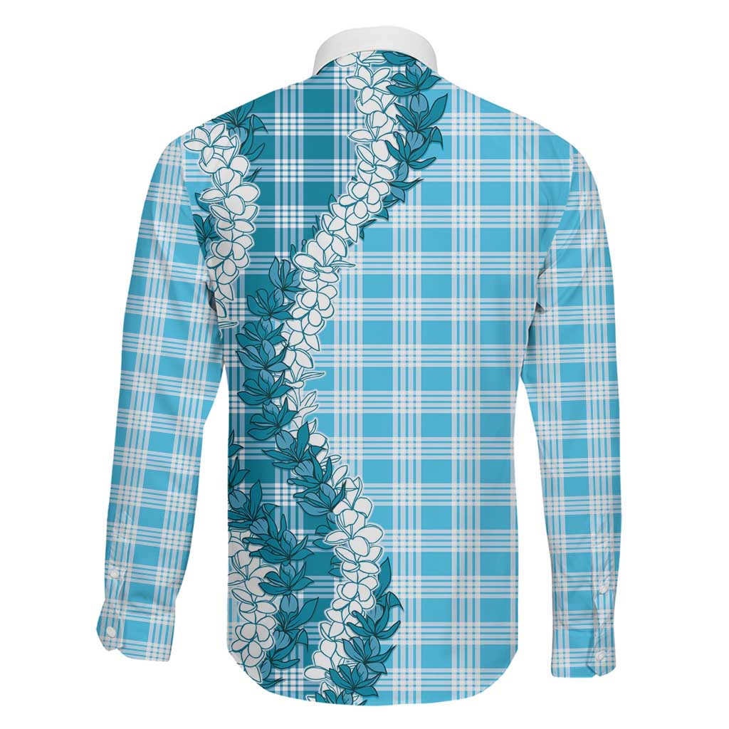Blue Hawaii Palaka Family Matching Short Sleeve Bodycon Dress and Hawaiian Shirt Hawaiian Honohono Lei