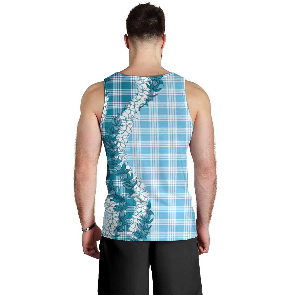 Blue Hawaii Palaka Men Tank Top Hawaiian Honohono Lei