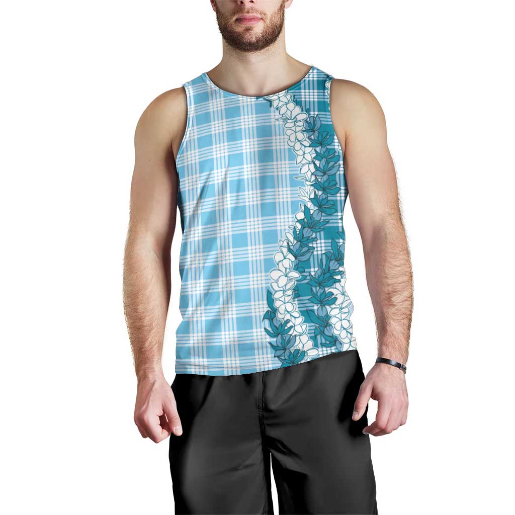 Blue Hawaii Palaka Men Tank Top Hawaiian Honohono Lei