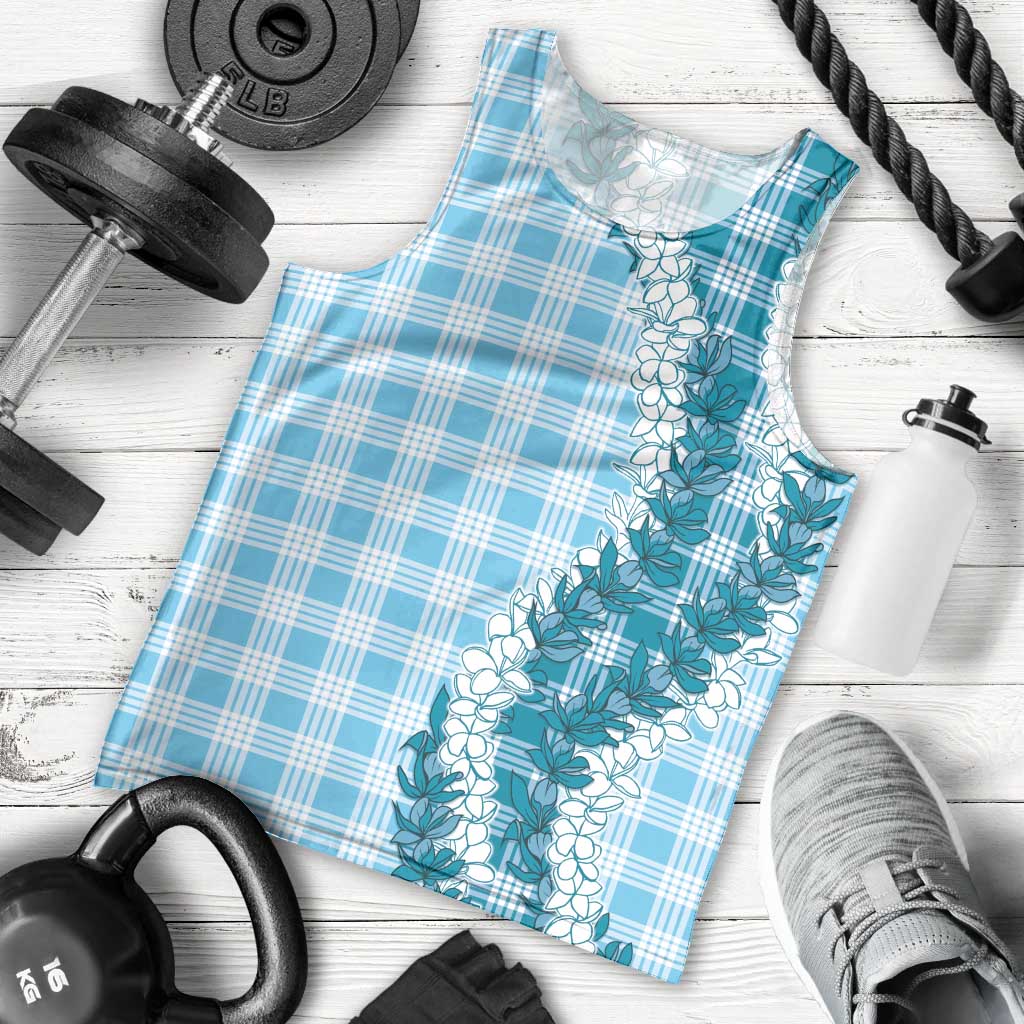 Blue Hawaii Palaka Men Tank Top Hawaiian Honohono Lei