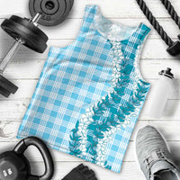 Blue Hawaii Palaka Men Tank Top Hawaiian Honohono Lei