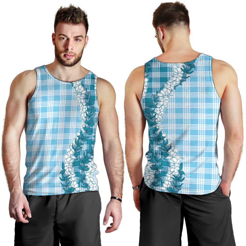 Blue Hawaii Palaka Men Tank Top Hawaiian Honohono Lei