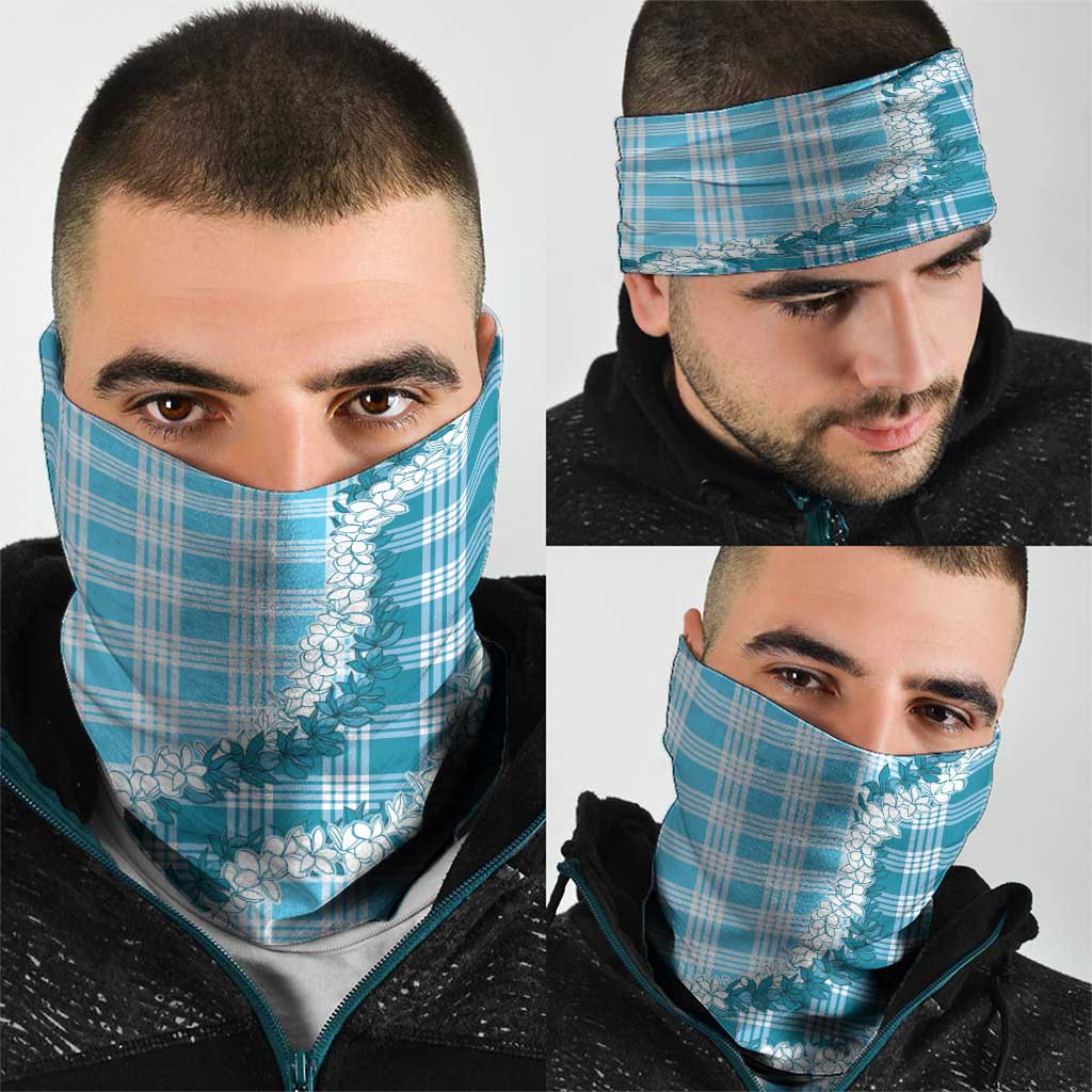 Blue Hawaii Palaka Neck Gaiter Hawaiian Honohono Lei
