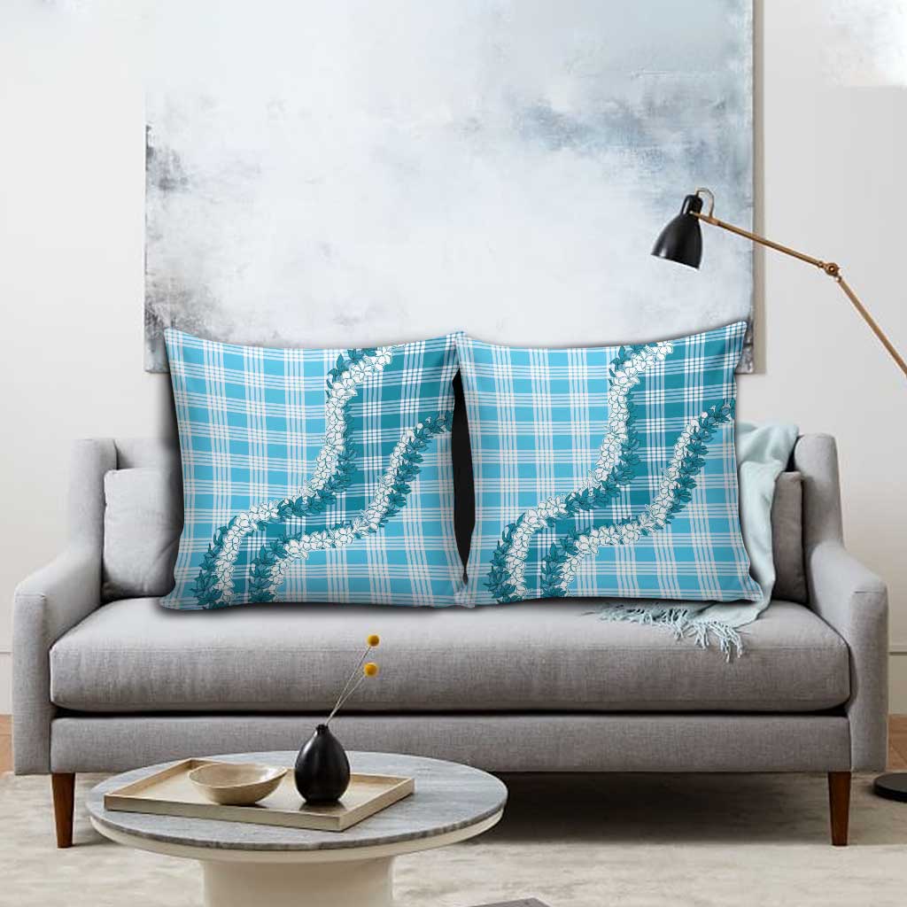 Blue Hawaii Palaka Pillow Cover Hawaiian Honohono Lei