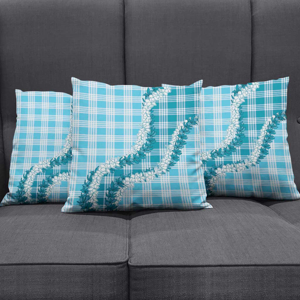 Blue Hawaii Palaka Pillow Cover Hawaiian Honohono Lei
