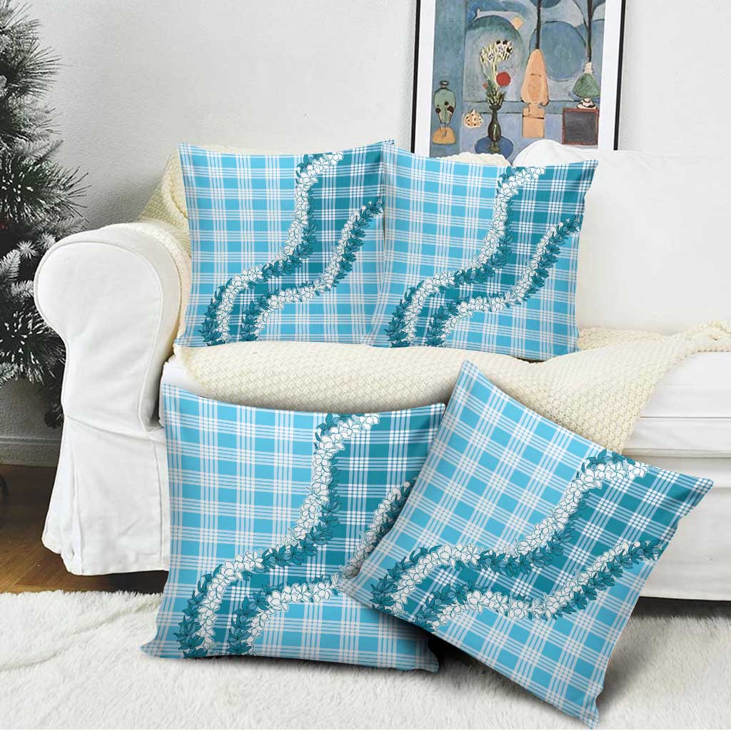 Blue Hawaii Palaka Pillow Cover Hawaiian Honohono Lei