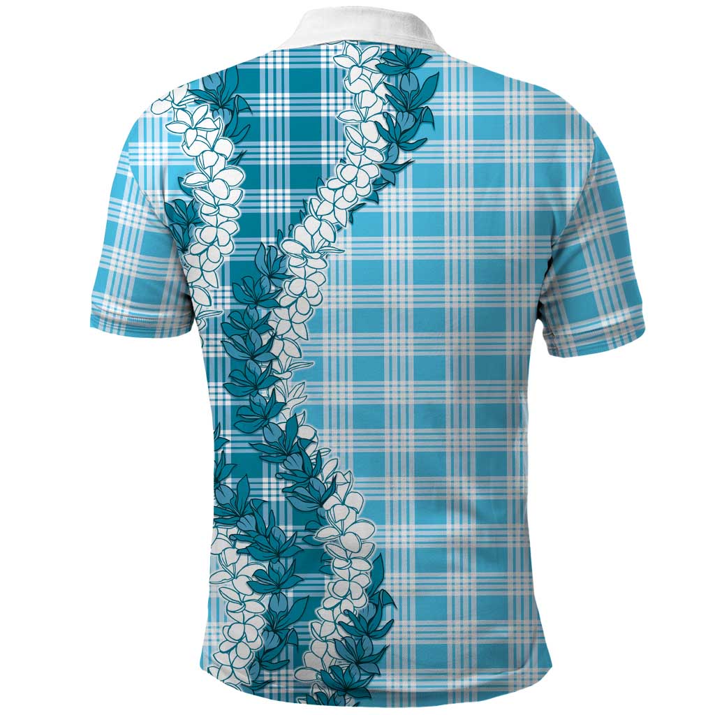Blue Hawaii Palaka Polo Shirt Hawaiian Honohono Lei