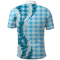 Blue Hawaii Palaka Polo Shirt Hawaiian Honohono Lei