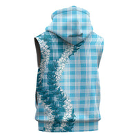 Blue Hawaii Palaka Sleeveless Hoodie Hawaiian Honohono Lei LT05 - Polynesian Pride
