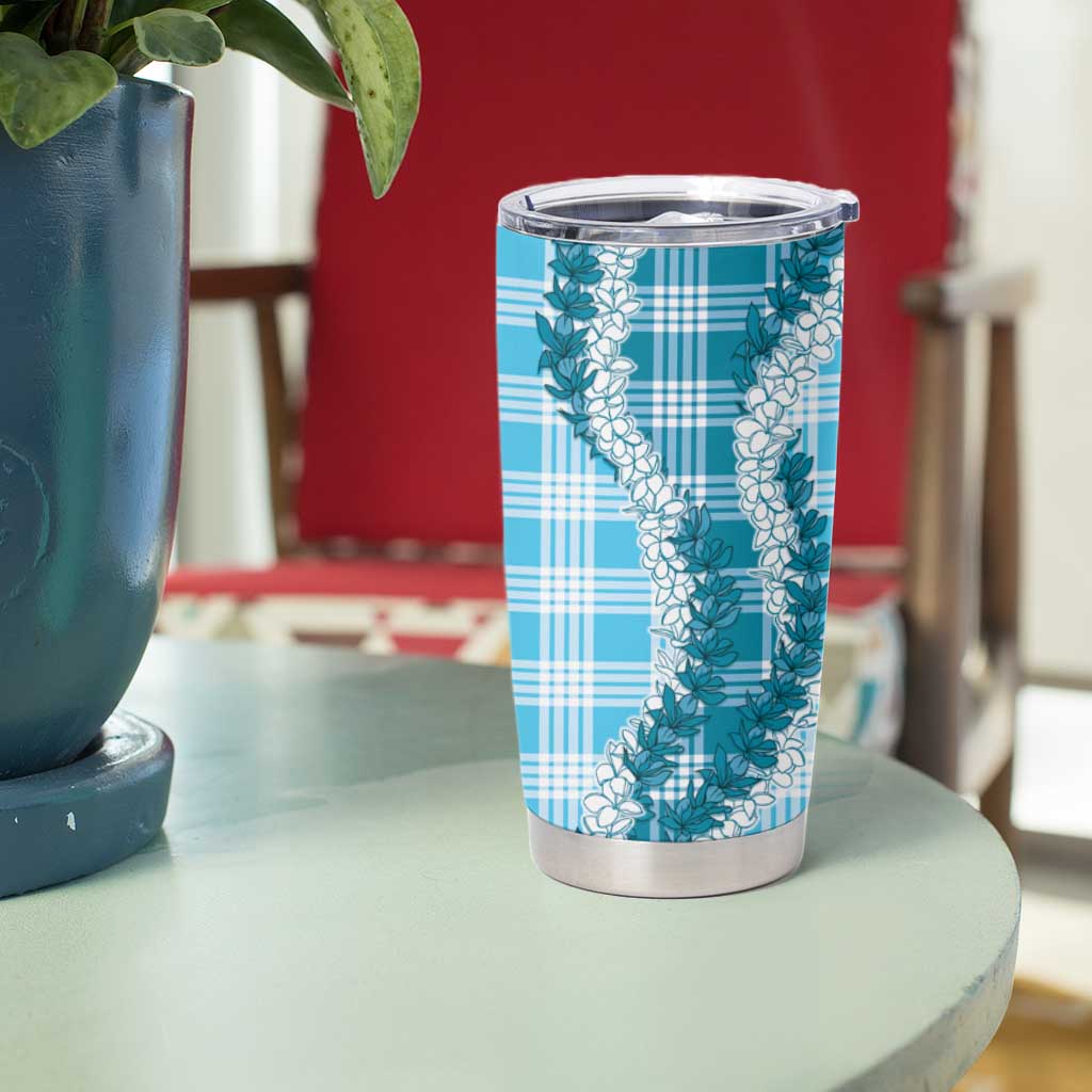 Blue Hawaii Palaka Tumbler Cup Hawaiian Honohono Lei