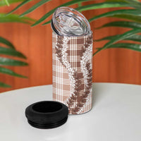 Beige Hawaii Palaka 4 in 1 Can Cooler Tumbler Hawaiian Honohono Lei LT05 - Polynesian Pride