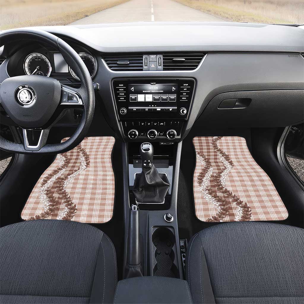 Beige Hawaii Palaka Car Mats Hawaiian Honohono Lei