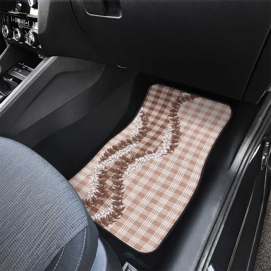 Beige Hawaii Palaka Car Mats Hawaiian Honohono Lei