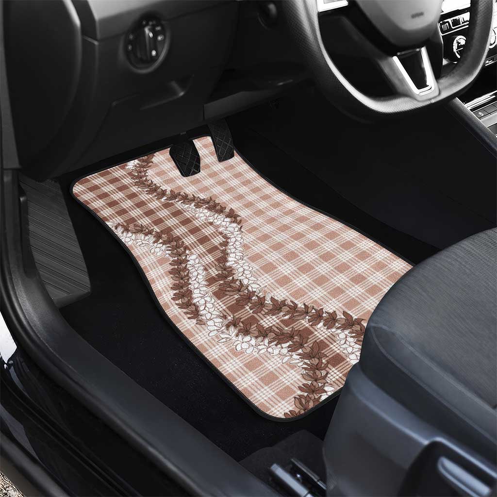 Beige Hawaii Palaka Car Mats Hawaiian Honohono Lei