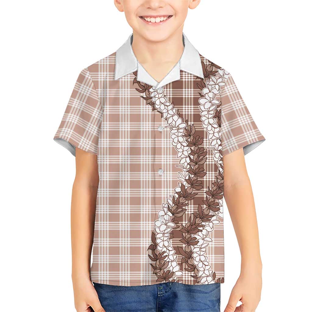 Beige Hawaii Palaka Kid Hawaiian Shirt Hawaiian Honohono Lei LT05 Kid Beige - Polynesian Pride