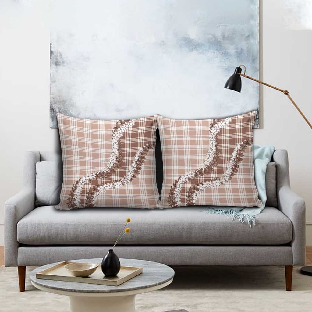 Beige Hawaii Palaka Pillow Cover Hawaiian Honohono Lei