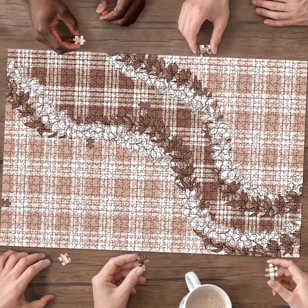 Beige Hawaii Palaka Puzzle Hawaiian Honohono Lei