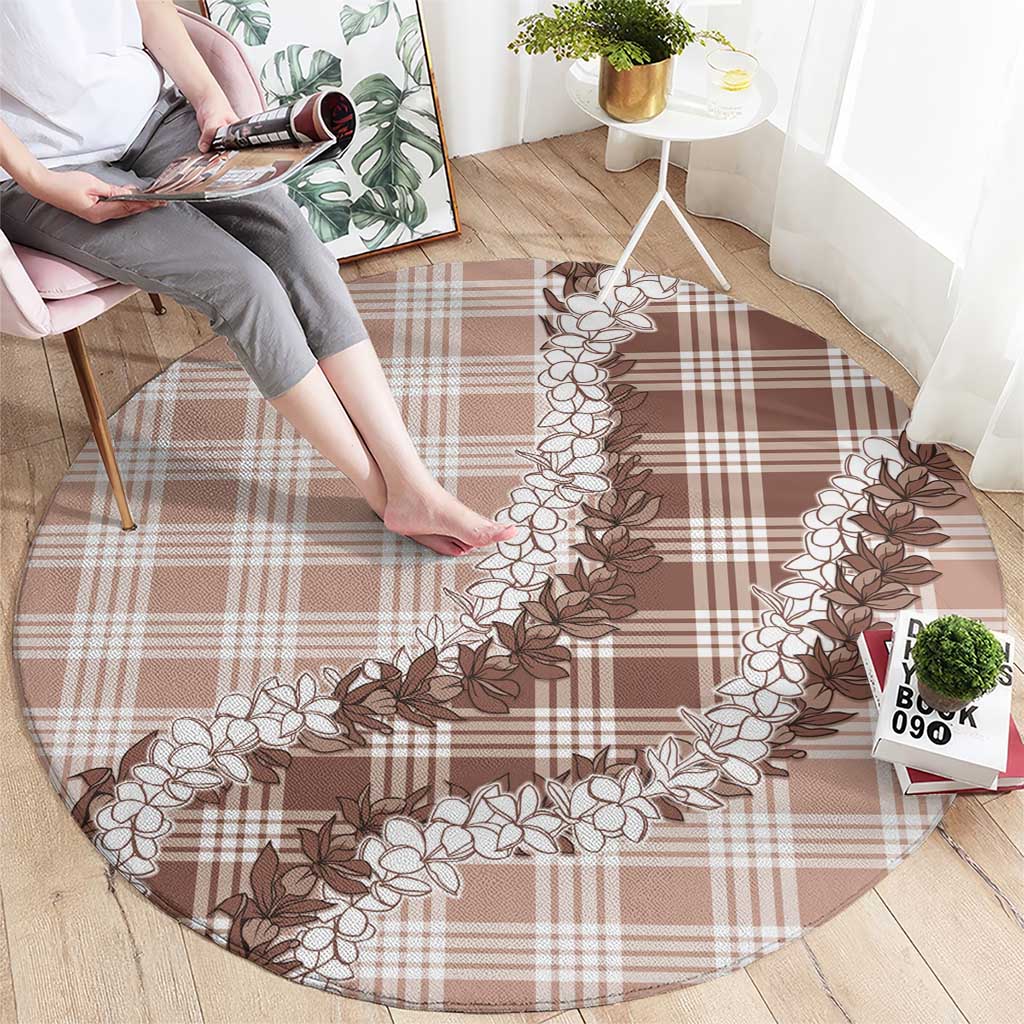 Beige Hawaii Palaka Round Carpet Hawaiian Honohono Lei LT05 - Polynesian Pride